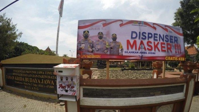 Diminati Masyarakat, Polresta Malang Kota Rutin Isi Ulang Dispenser Masker