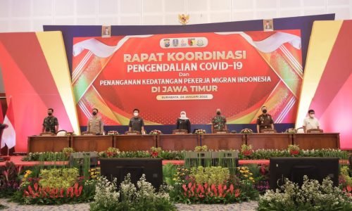 Forkopimda Jatim Gelar Rapat Koordinasi Pengendalian Covid-19 dan Penanganan Kedatangan Pekerja Migran Indonesia