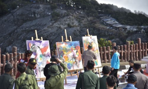 Road To Gadog Art Festival, Kas espim Lemdiklat Polri Lakukan Art Perform Di Kawasan Tangkuban Perahu